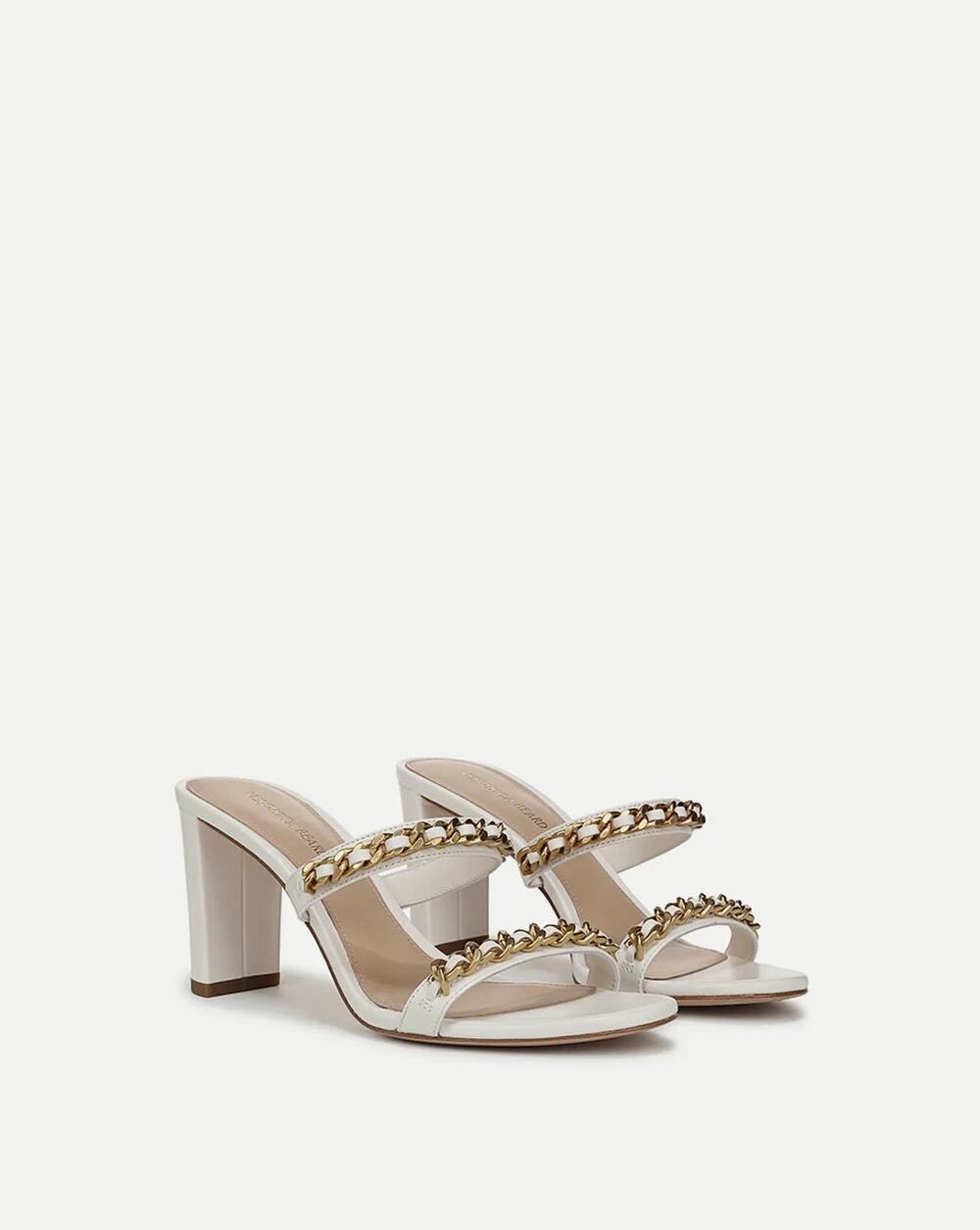 New Veronica Beard Gretchen Chain-Link Sandal Sz US 9M White 3'' Heel